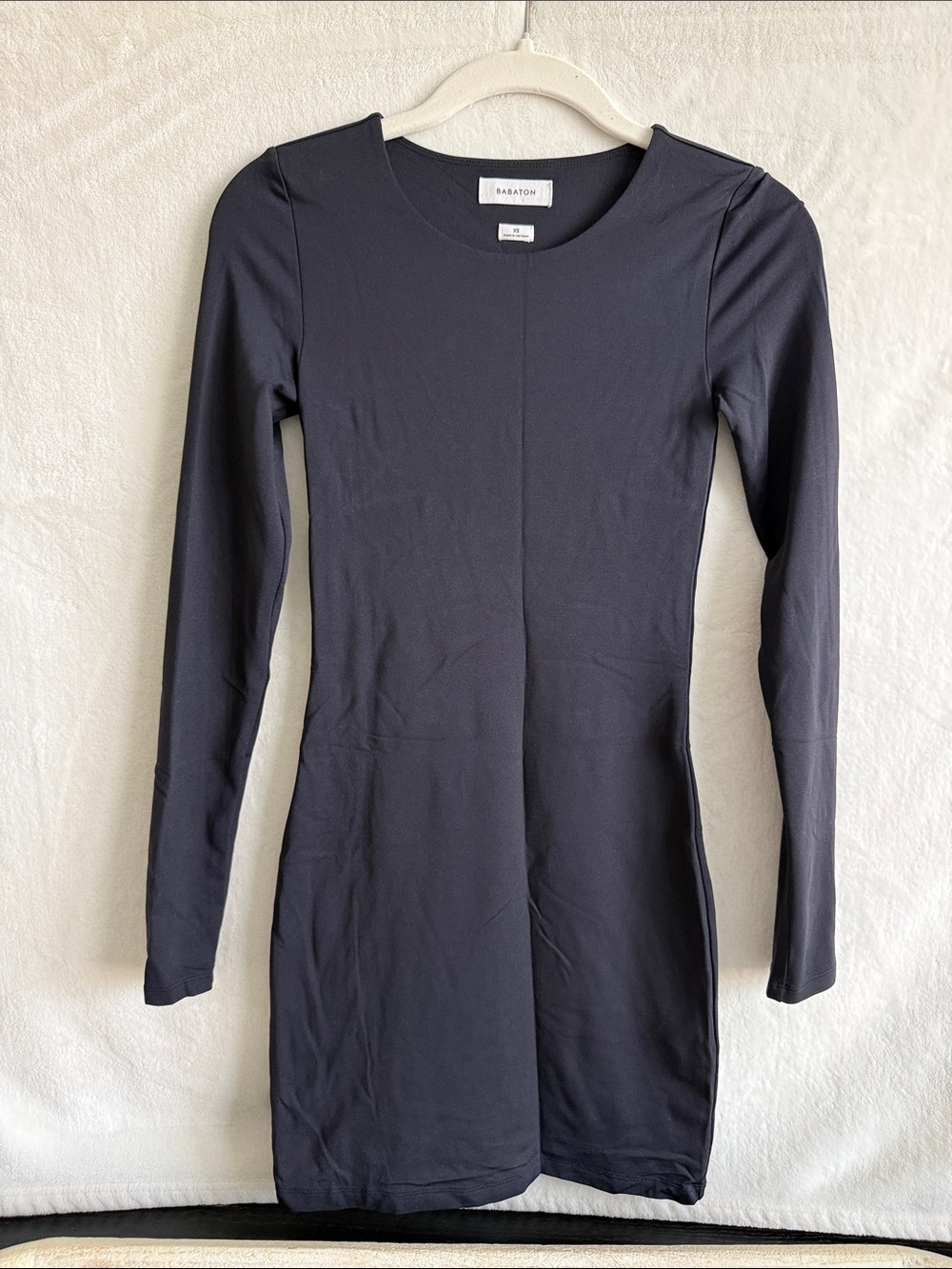 Aritzia Black Long Sleeve Fitted Midi Dress